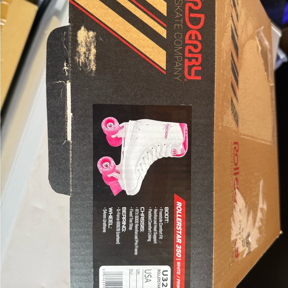 Roller Derby White and Pink Roller Skates